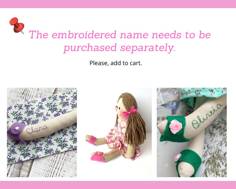 Personalization Embroidered FEE doll,s, handstiched ,gifted embroider, embroid doll,s giftful, nameful image 6