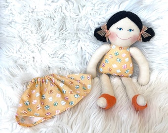 Birthday girl doll orange dress blue eyes doll