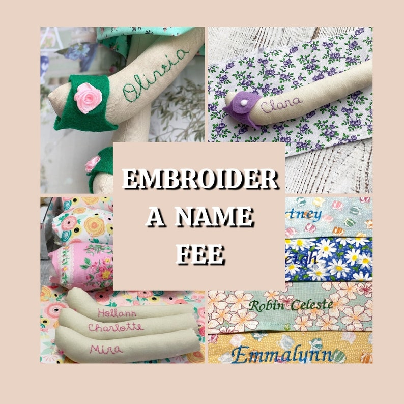Personalization Embroidered FEE doll,s, handstiched ,gifted embroider, embroid doll,s giftful, nameful image 1
