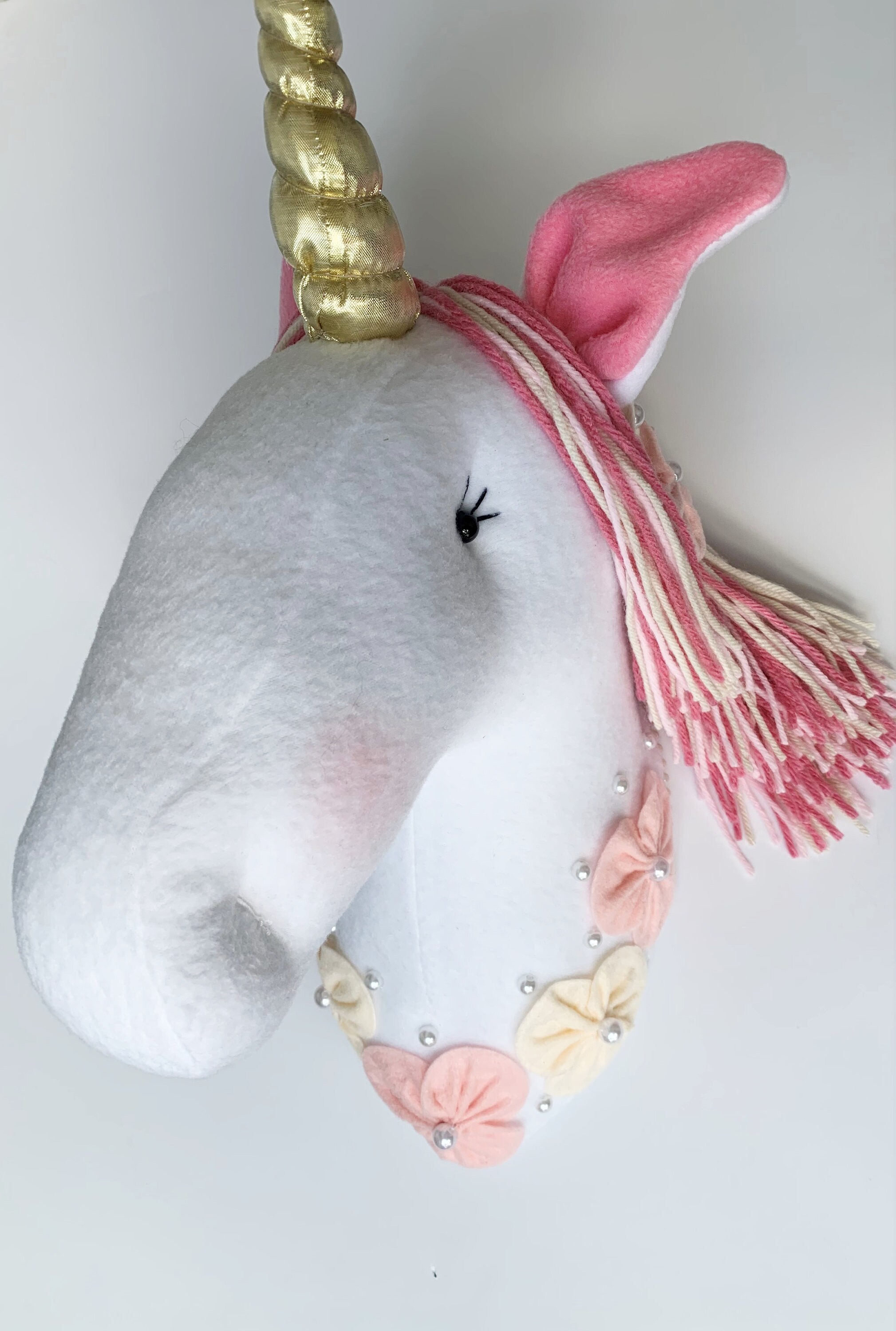 Unicorn Doll head wall decor white unicorn nursery room