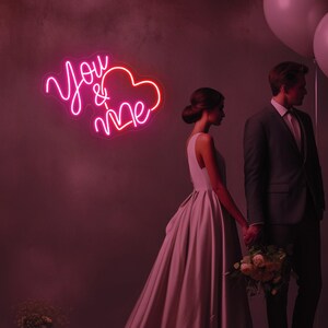 Insegna al neon a LED You & Me, insegna al neon per camera da letto, decorazioni per San Valentino, regalo per gli innamorati, insegna al neon per matrimoni, insegna al neon estetica, insegna luminosa al neon