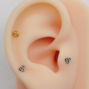 20G/18G/16G Titanium Tiny Pretzel  Stud Push Pin Labret, Threadless  Earrings, Tragus Stud, Flat Back, Helix, Cartilage Nose, Gift for her