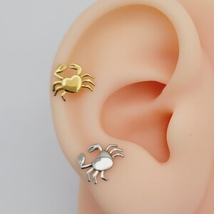 20G/18G/16G Titanium Tiny Heart Crab Stud Push Pin Labret, Threadless  Earrings, Tragus Stud, Flat Back, Helix, Cartilage Nose, Gift for her