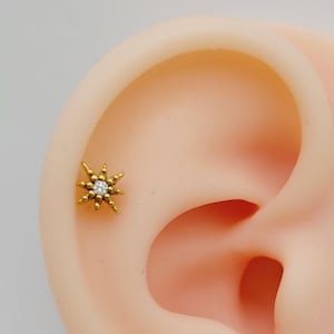 20G/18G/16G Titanium Tiny STAR Stud Push Pin Labret, Threadless  Earrings, Tragus Stud,  Helix, Cartilage Nose Sun, Gift for her