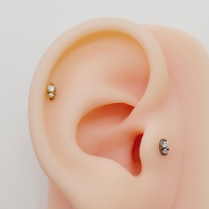 20G/18G/16G Titanium Tiny Two Stone Stud Push Pin Labret, Threadless  Earrings, Tragus Stud, Flat Back, Helix, Cartilage Nose, Gift for her