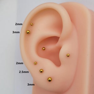 20G/18G/16G Titanium Tiny Ball Stud Push Pin Labret, Threadless  Earrings, Tragus Stud, Flat Back, Helix, Cartilage Nose, Gift for her