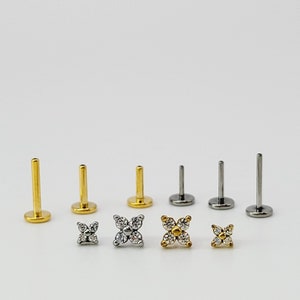 20G/18G/16G Titanium Tiny Sun Flower Push Pin Labret, Threadless  Earrings, Tragus Stud, Flat Back, Helix, Cartilage Nose, Gift for her