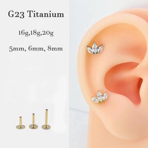 20G/18G/16G Titanium Tiny Marquise CZ stones Stud Push Pin Labret, Threadless  Earrings, Tragus Stud,  Helix, Cartilage Nose, Gift for her
