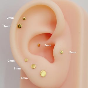 20G/18G/16G Titanium Tiny Flat Circle Stud Push Pin Labret, Threadless  Earrings, Tragus Stud, Helix, Cartilage Nose, Gift for her