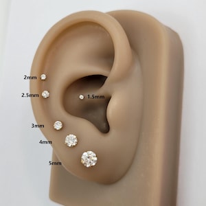 20G/18G/16G Titanium Tiny Ball CZ Stud Push Pin Labret, Threadless  Earrings, Tragus Stud, Flat Back, Helix, Cartilage Nose, Gift for her