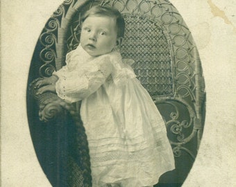 Eber L Boroff Ohio 1910 Baby Picture Antique Studio Portrait RPPC Real Photo Postcard Unmailed
