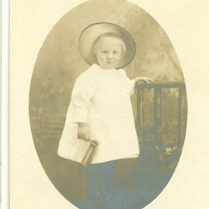 Girl Holding Spinning Noisemaker Toy Antique RPPC Real Photo Postcard Photograph Black White Photo