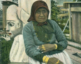 Fort Wrangle Alaska Native Woman Auk Si Eager Antique Color Postcard Unmailed