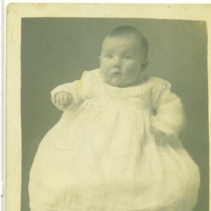 Baby With Dress Over Chair to Hide Mother Behind Invisible Hand RPPC Real Photo Postcard Photograph Black White Photo
