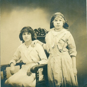 York PA Sisters Girls Pennsylvania Portrait 1910s RPPC Real Photo Postcard Photograph Black White Photo