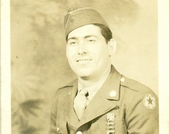 Beckley WV WW2 Soldier in Uniform Studio Portrait RPPC Postcard Antique Photo Photograph