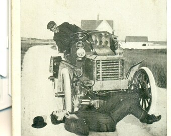 Guess Who I Ran Across Early Car Humor Novelty Postcard RPPC Unmailed