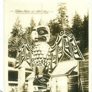 1937 Juneau Alaska Totem Poles of Alert Bay RPPC Cartolina fotografica reale spedita