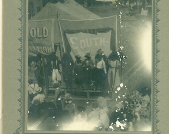 Circus Sideshow African American Black Plantation Band Performing Stage Sideshow Banners Photo Guitar Dance Antique Photograph