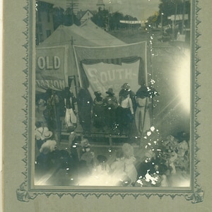 Circus Sideshow African American Black Plantation Band Performing Stage Sideshow Banners Photo Guitar Dance Antique Photograph