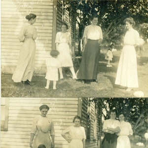 Trying For a Good Photo Lot 2 Little Girl Back To Camera Hand on Hip Antique RPPC Real Photo Postcards