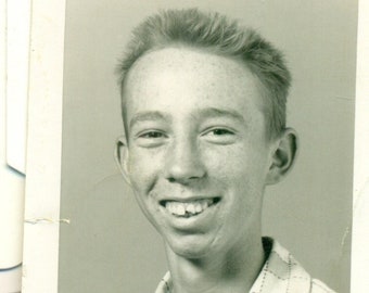 1950s Boy School Picture Portrait Vintage Black White Photo Photograph