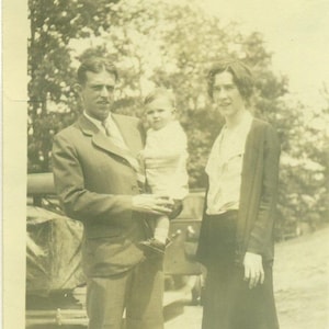 1920s Young Family Father Holding Baby 20s Vintage Photograph Black White Photo