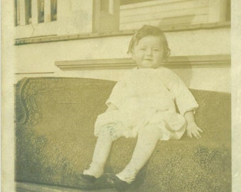 Sassy Toddler Girl Ready for Mischief RPPC Antique Vintage Photograph Real Photo Postcard