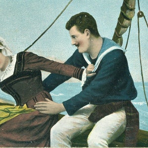 1ère guerre mondiale Ère marin faisant indésirables avances femme nouveauté carte postale européenne