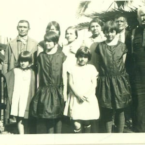 1920s Family Photo Flapper Girls Handsome Men Hats on Fence 20s Vintage Photograph Black White Photo