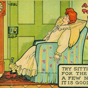 1910 Conselhos para meninas prestes a se casar Tente sentar-se para o leiteiro algumas noites Boas práticas Cartão postal enviado novidade