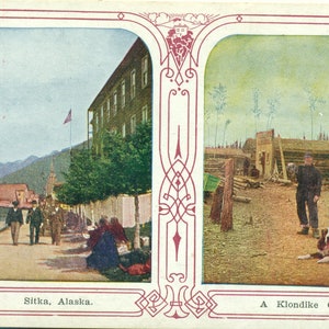 Klondike Camp Sitka Alaska Gold Rush Era cartolina a colori con messaggio in Ohio