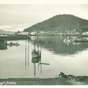 Wrangell Alaska Fischerboot Hafen Vintage RPPC Echtfoto Postkarte Unmailed