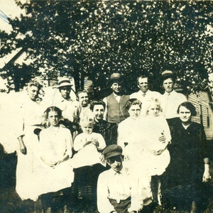 1912 Colon Michigan Big Farm Family Outside 1910s Antique RPPC Real Photo Postcard Photograph Black White Photo
