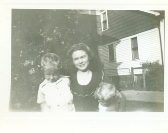 There's Always One Little Boy Making Funny Face At Camera 1940s Vintage Black White Photo Photograph
