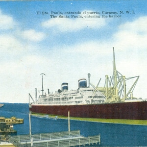 Le Santa Paula entrant dans le port Bateau à passagers Carte postale couleur antique non envoyée