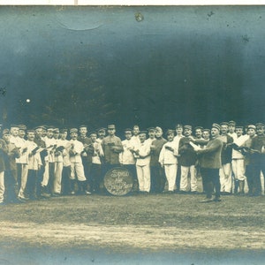 1917 Frech Men Singing Band Chorus Spieu Grande Borne Antique RPPC Reale Foto Cartolina Foto Foto Foto Bianco Foto