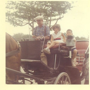 Mit Opa auf Einer Pferdekutsche Fahrt 1959 Kodacolor Druck Vintage Foto Schnappschuss Fotografie
