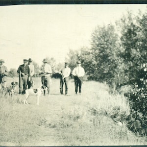 Upland Bird Hunting Men Field Shotguns Pointer Dogs Antique 1920s RPPC Postcard Vintage Photo Photograph