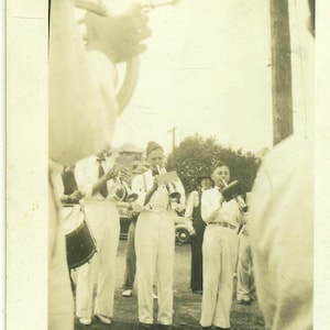 1920s Marching Band Men Playing Horns Section Photo Black White Photograph