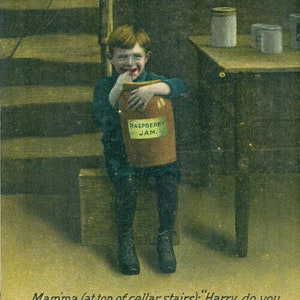 1910 Fairbanks Alaska Wicked Harry Eating Jam Mailed Postkarte Humor Neuheit Alaska Poststempel