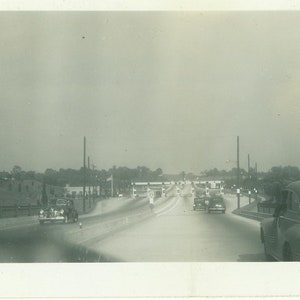 1940s Cars Driving on Highway Turnpike Toll Booth 40s Vintage Photograph Black White Photo