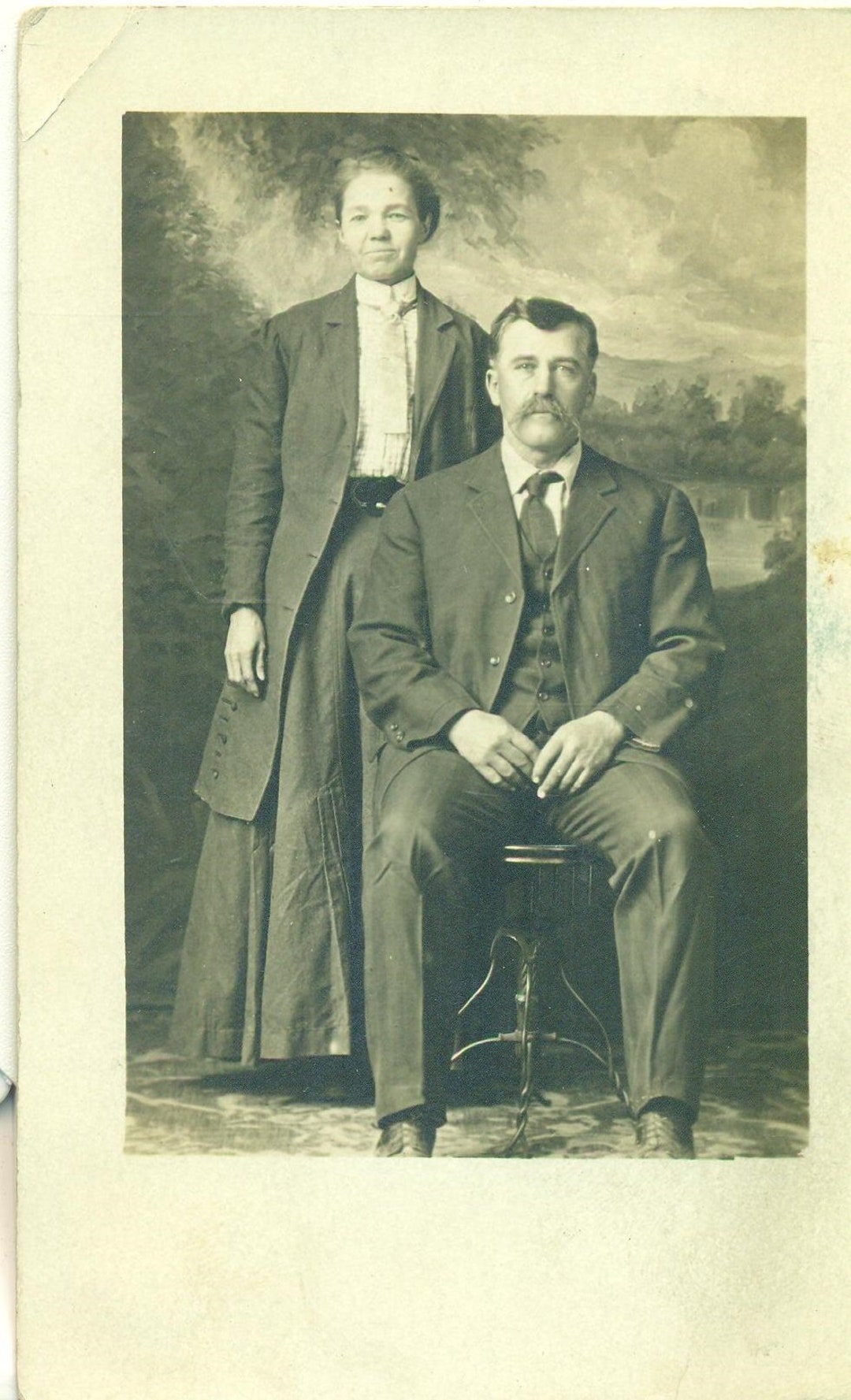 Martin R Coon Martin E Coons and Wifesitting Man Woman Jacket 1910s RPPC Real Photo ...