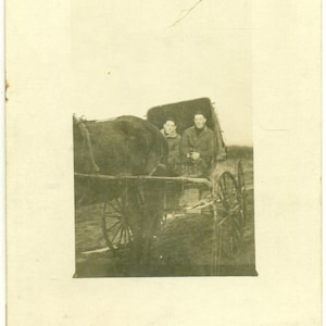 Os irmãos da retaguarda andando em carruagem de charrete, tiro na bunda, década de 1910, RPPC, foto real, cartão postal, fotografia antiga