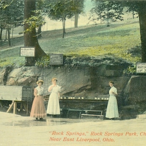 Rock Springs Park Chester WV antike Postkarte koloriert RPPC in der Nähe von East Loverpool OH