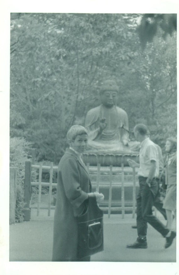 1960s Short Hair Woman With Buddha Statue 60s Vintage Etsy