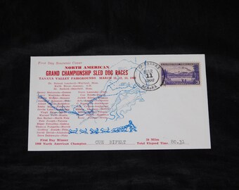 1960 Fairbanks Alaska Sled Dog Race Souvenier Cover Postmark Envelope First Day Cue Bifelt Winner