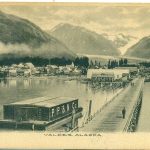1905 Valdez Alaska PP&N Co Cannery Building At Dock Town Foto cartolina antica non spedita