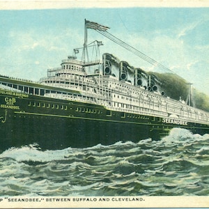 Seeandbee Steam Ship Zwischen Buffalo und Cleveland Great Lakes Boot Antike Farbe Postkarte Unmailed