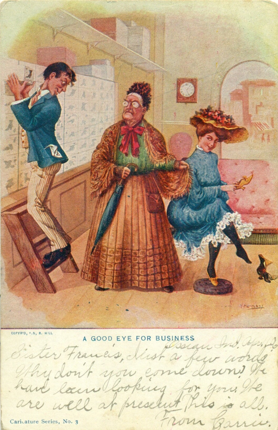 1910s A Good Eye for Business Shoe Salesman Looking at Sexy Ankle